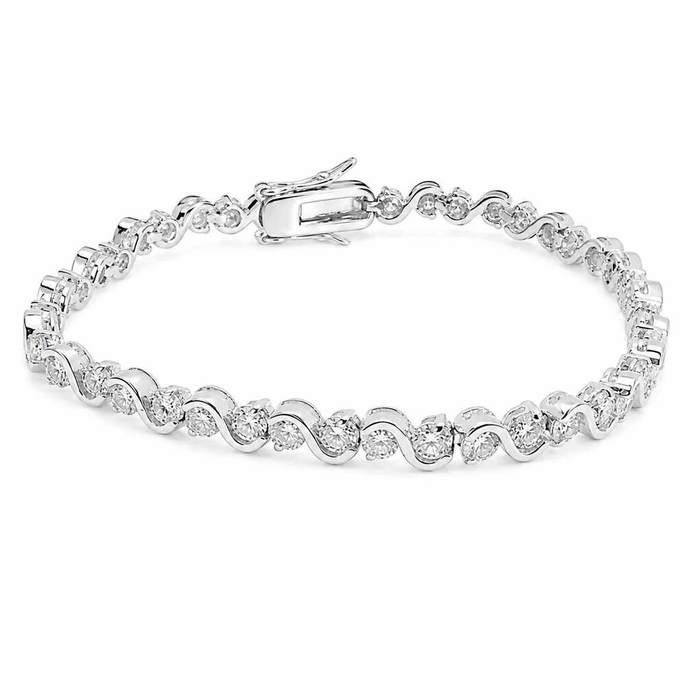 NEW ALLYANNA GIFTS women's moissanite infinity tennis bracelet in silver